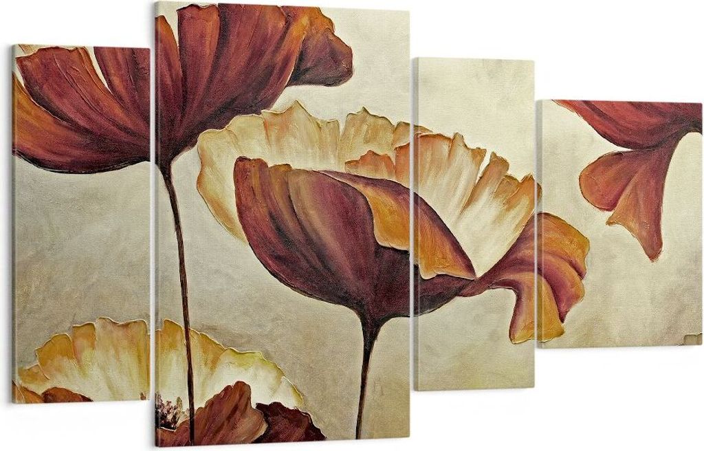 Bild auf Leinwand - Leinwandbild - Mohn Blume Wiese - 120x70cm - Wand Bild - Wanddeko - Wandbilder - Leinwanddruck - Bilder - Kunstdruck - Wanddeko...