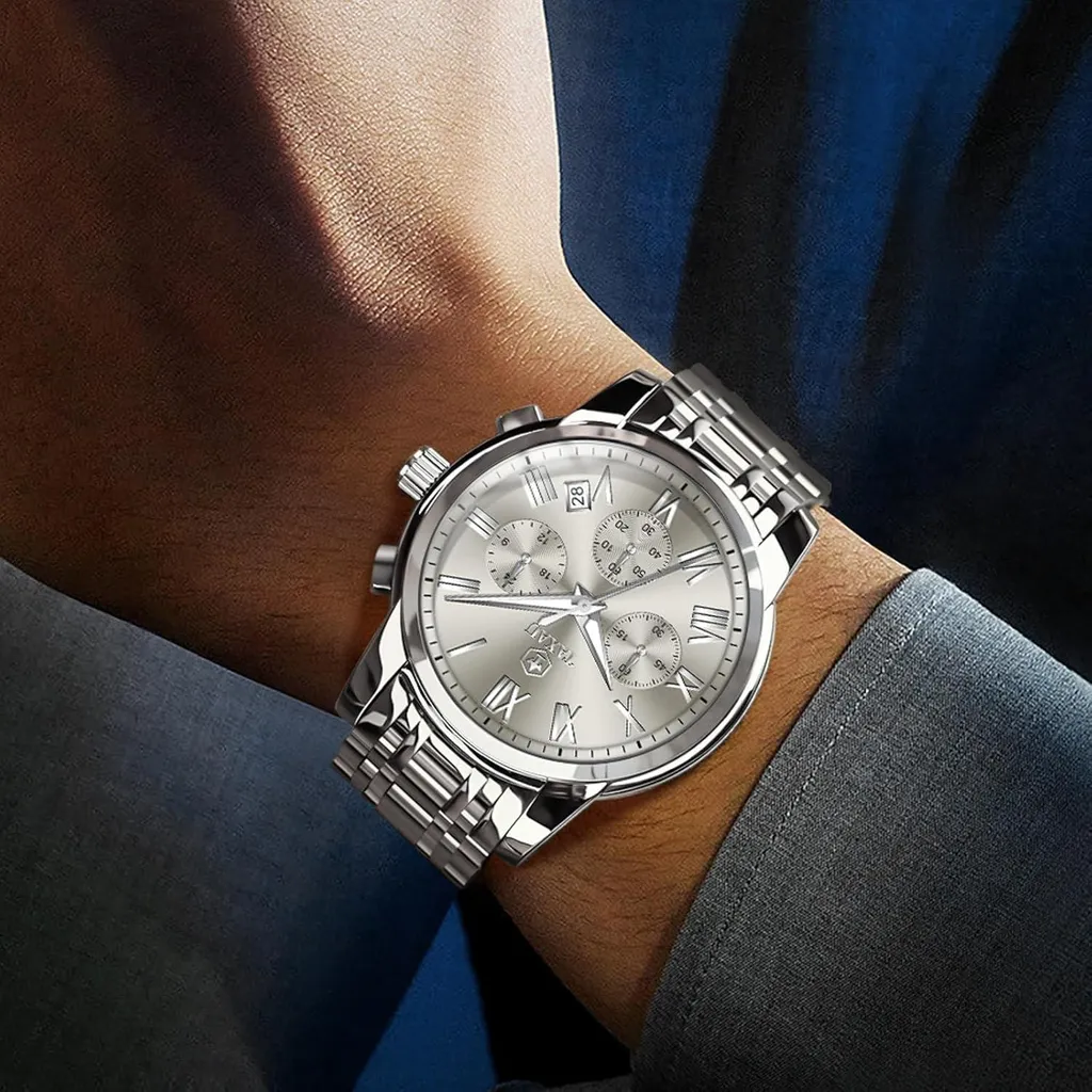 Orologio Cronografo Quarzo Acciaio - Precisione e Data Luminosa - 7
