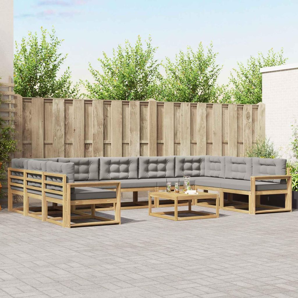 Möbel Outdoor-Sofagarnitur mit Kissen 10 pcs Weiß und HellgrauGartensofas - Gartensofas c2919