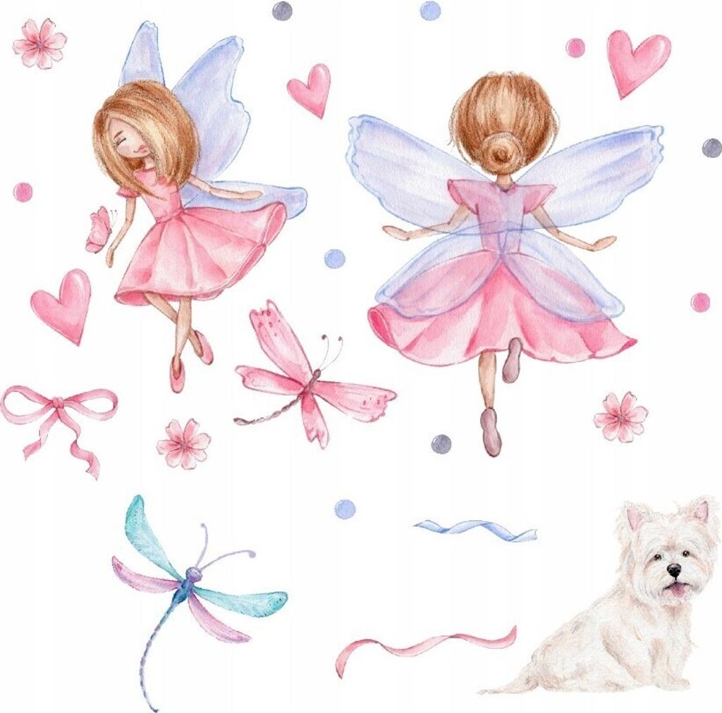 Wandtattoo Rosa Feen, mit umweltfreundlichen, geruchsneutralen Druckfarben - Wandsticker, Wandaufkleber Kinder 170 x 300 cm