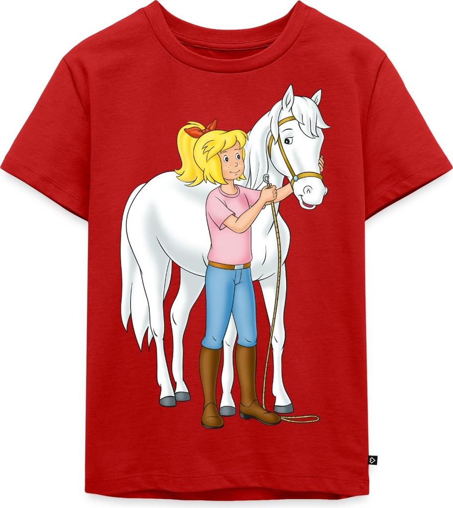 Spreadshirt Bibi Und Tina Bibi Mit Stute Sabrina Kinder Premium T-Shirt, 122/128 (6 Jahre), Rot