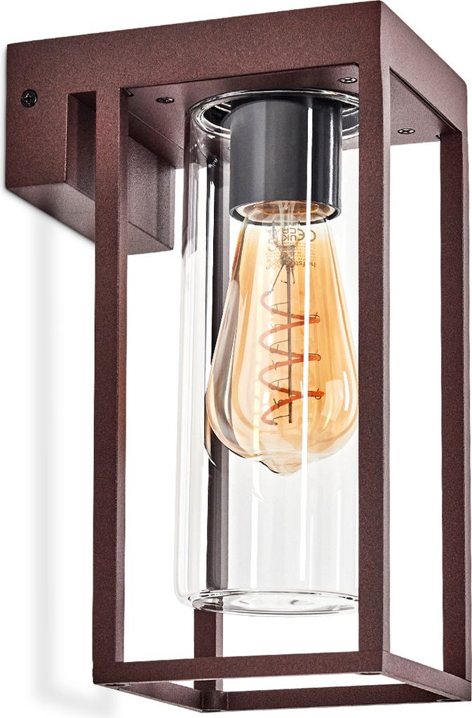 Nardò Außenwandlampe aus Metall/Glas in Rostfarben/Klar