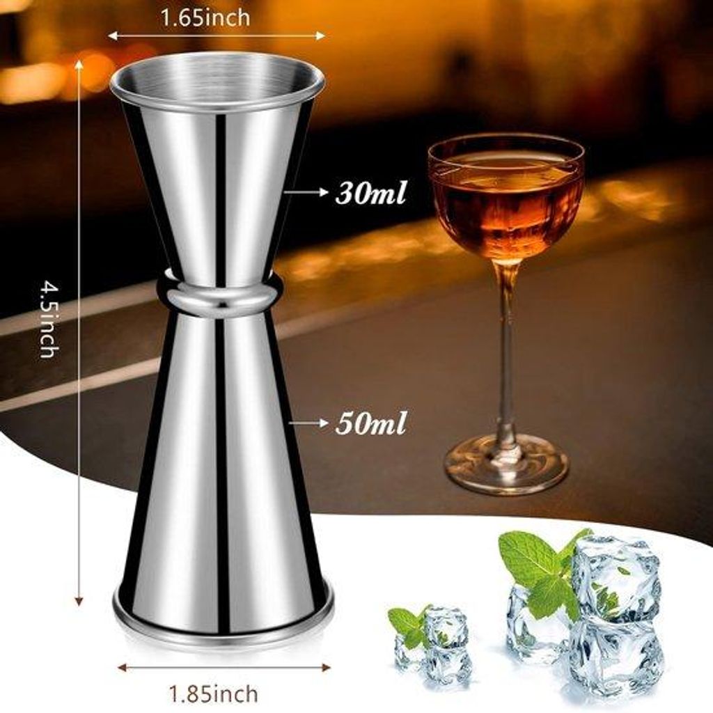 4-teilig wijnmaatbeker-set aus Edelstahl, 2 oz 1 oz, silberfarbig, für Bartender