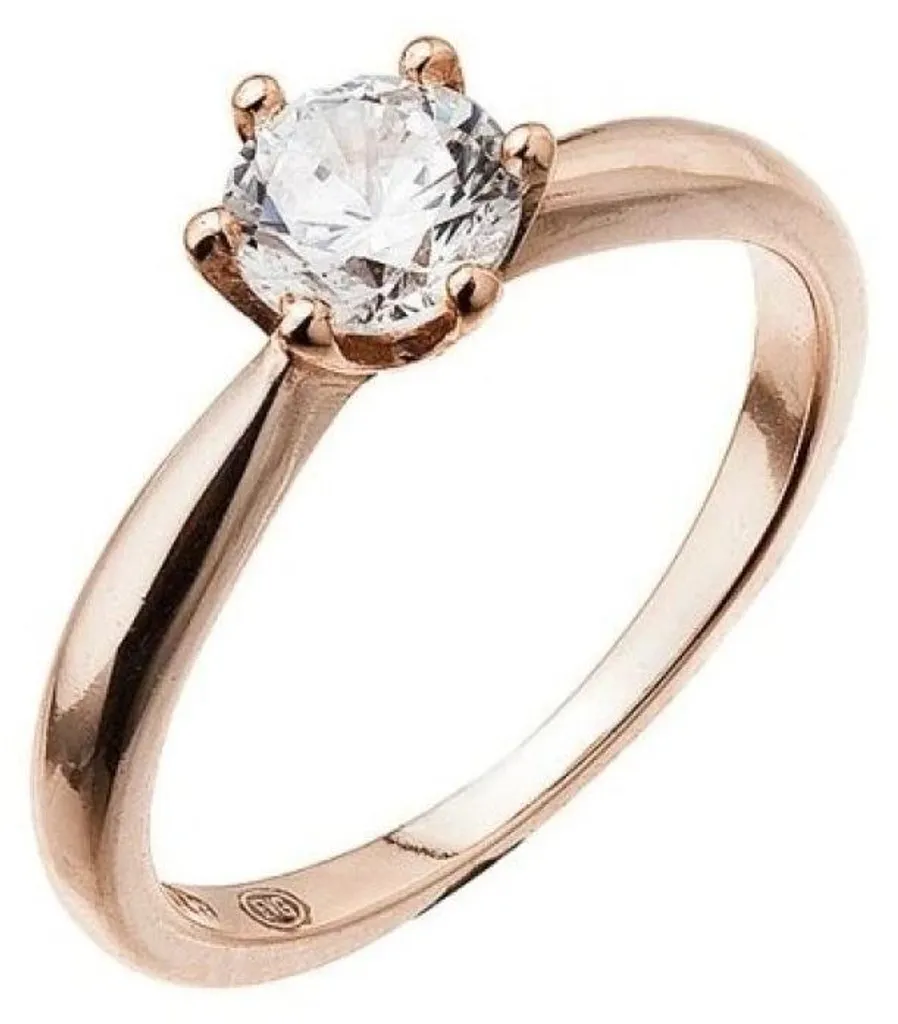 Bague de fiançailles idéale en plaqué or et zircon - Taille 52 mm