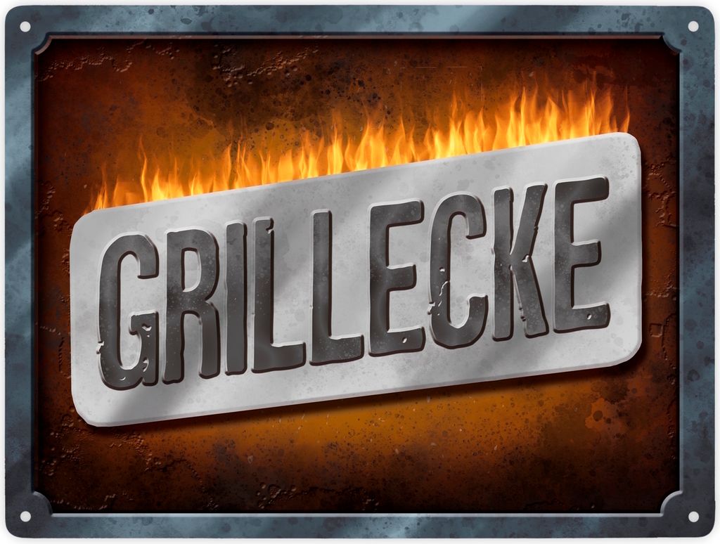 Grillecke Metallschild XXL Schild Blechschild Aluminiumschild Emailleschild
