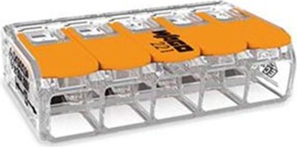 COMPACT-VERBINDUNGSKLEMME - FR ALLE LEITERARTEN - max. 6 mm - 5-LEITER - MIT HEBELN - GEHUSEFARBE: TRANSPARENT