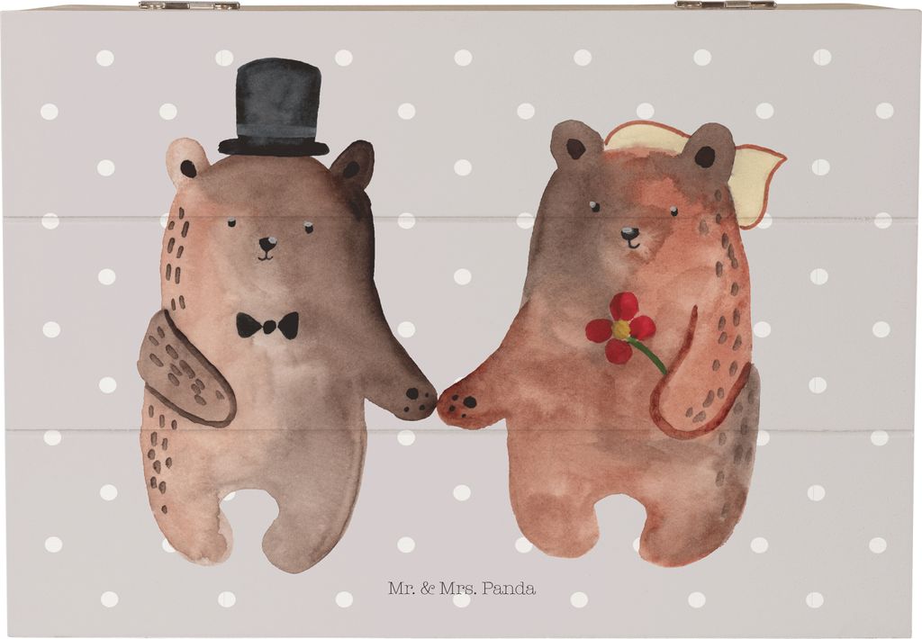 Mr. & Mrs. Panda Kiste Bär Heirat 22 x 15 cm - Grau Pastell - Geschenk, Box, Verheiratet Heirate Hochzeit Hochzeitsgeschenk Hochzeitspaar, Teddy, ...