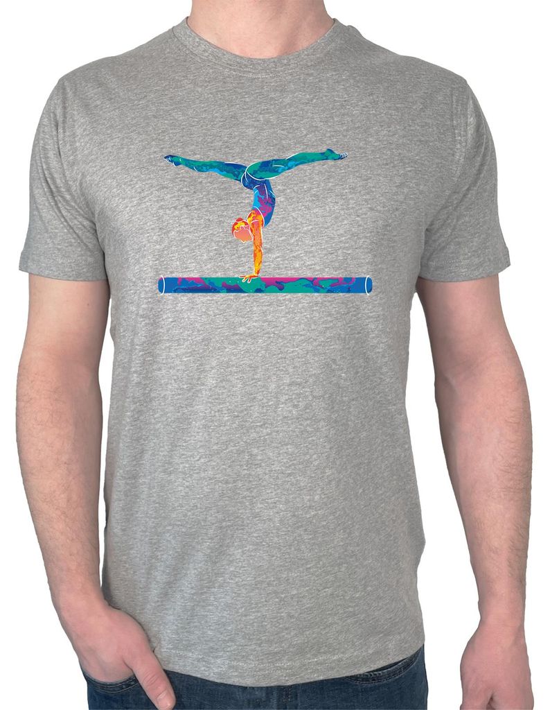 Huuraa Herren T-Shirt Gymnastik Schwebebalken XL Sport Grey Bio Baumwolle Fairtrade Herrenshirt Geschenkidee