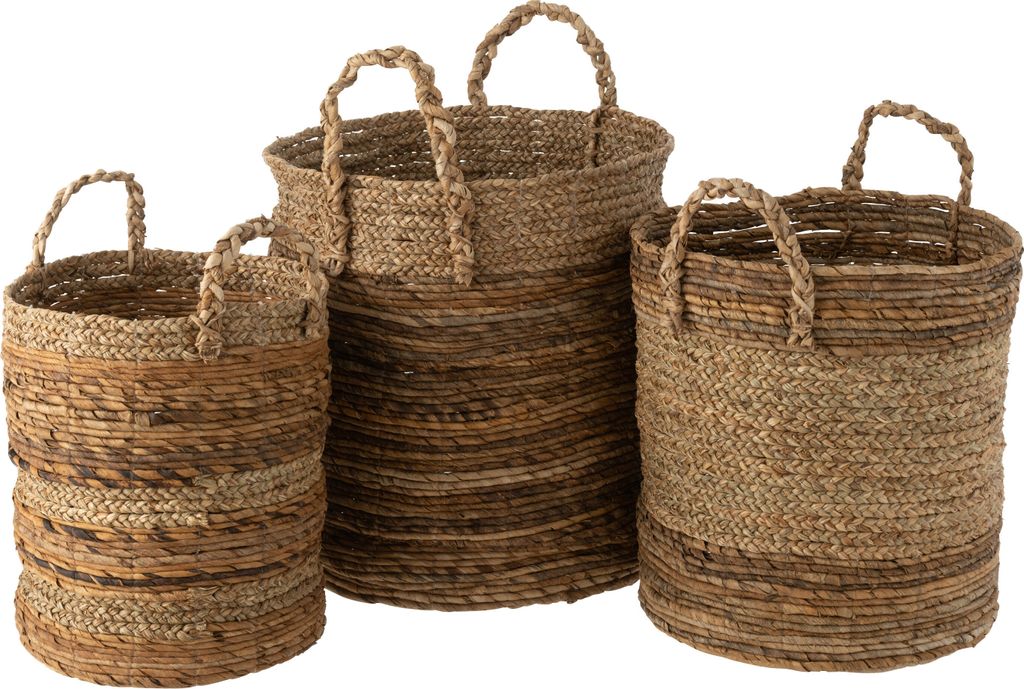 J-Line Set Von 3 Körben Lucie Raffia Naturell