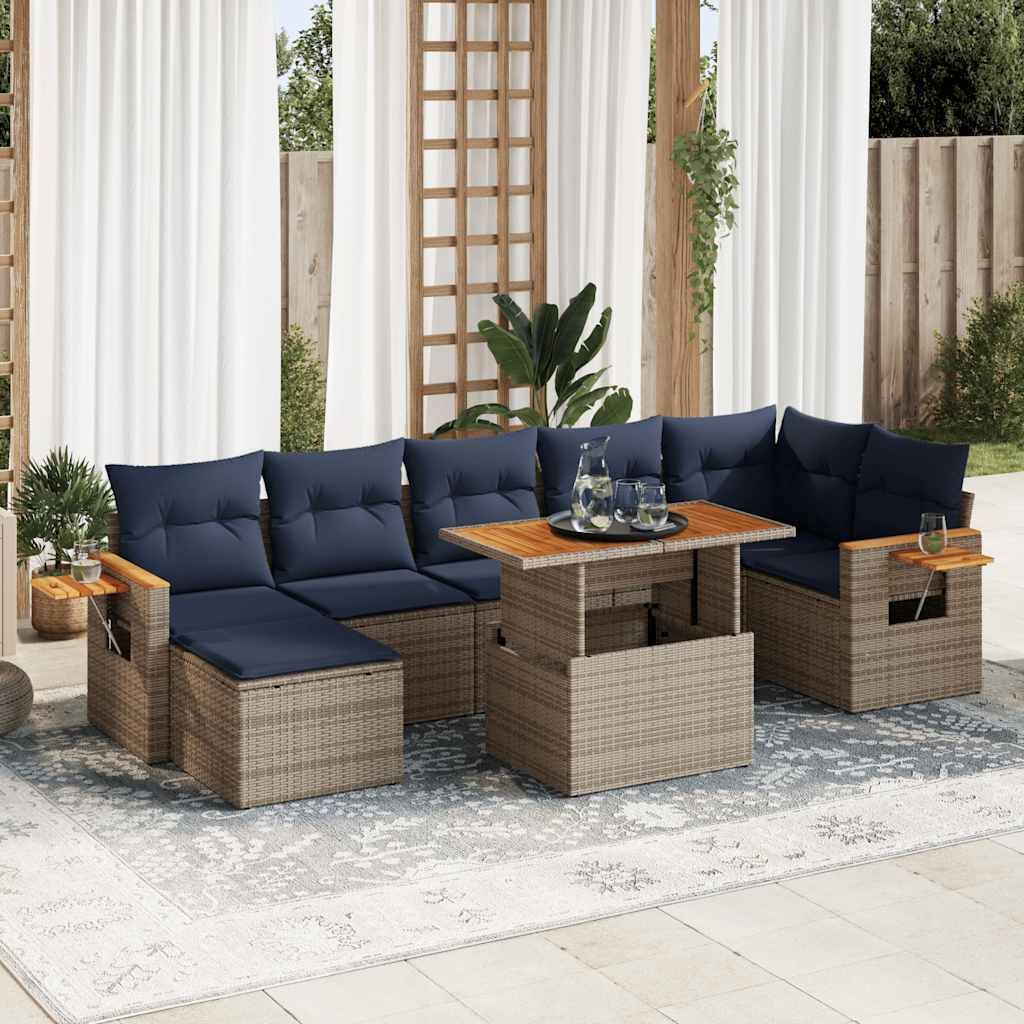 Maison Exclusive - 8-tlg. Garten-Sofagarnitur mit Kissen Braun Poly Rattan Akazie