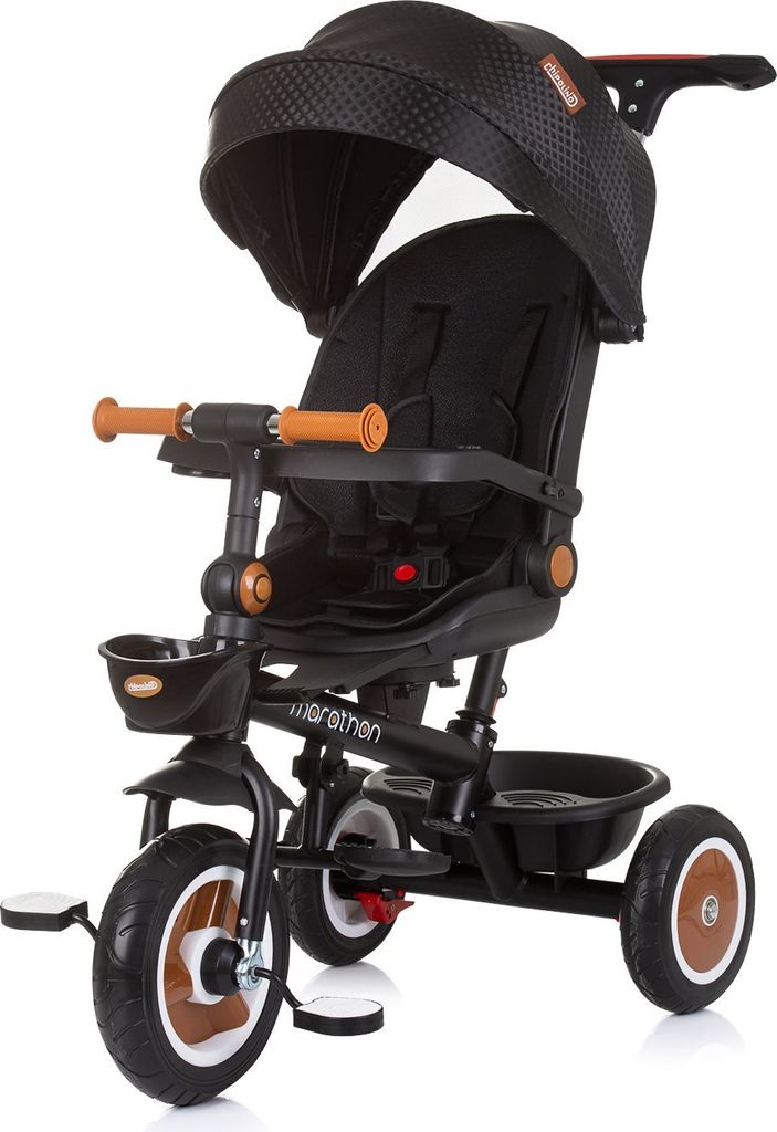 Chipolino Tricycle Marathon 2 in 1 Dreirad, Sitz umkehrbar, Gummiräder, Dach schwarz