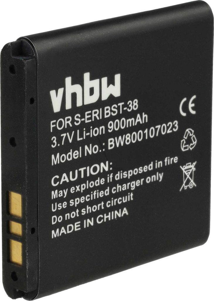 vhbw Akku kompatibel mit Sony-Ericsson W580a, W150 Yendo, W580, Vivaz Pro (U8i), W150, Vivaz (U5i) Handy Smartphone Telefon (900 mAh, 3,7 V, Li-Ion)