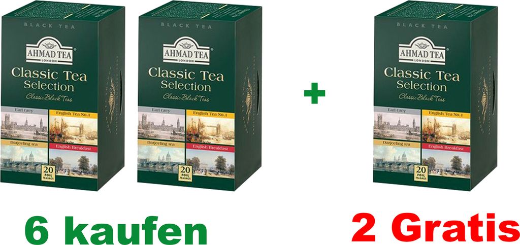Ahmad Schwarzer Tee Classic Tea Selection 6+2 Aktion