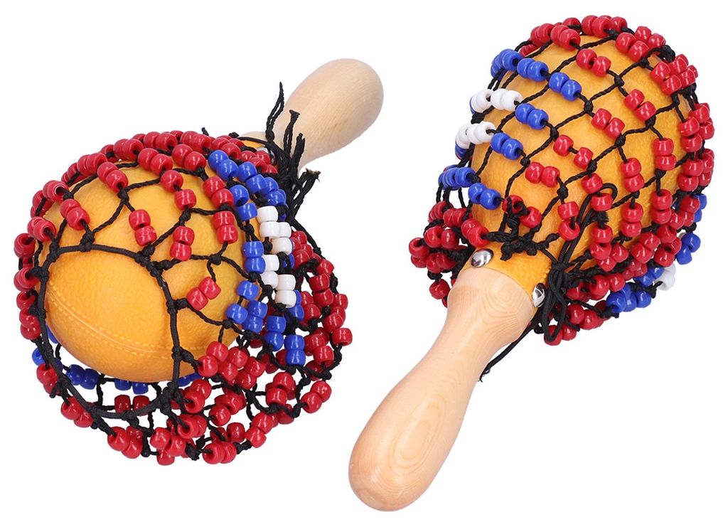 2 Stück Tamburin Sand Hammer Shaker Bead Net Hand Percussion Musikinstrument für Partyspiele