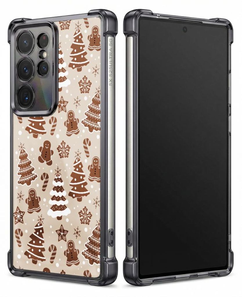 Personalisierte Hülle mit Bild für Samsung Galaxy S24+ Elektroplattiert TPU Stoßdämpfer Handyhülle mit Lebkuchenbäume, Schneeflocken, Sterne,...