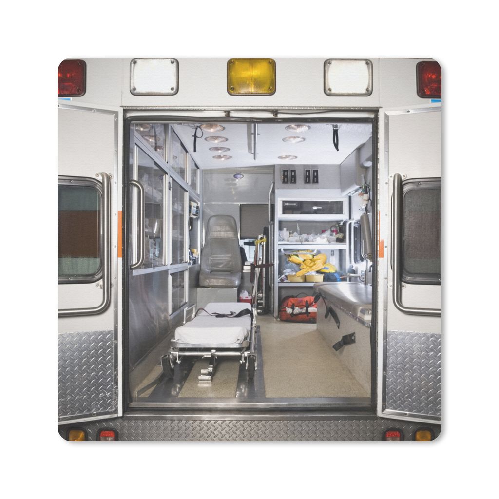 MuchoWow Mauspad Mousepad Krankenwagen mit offenen Türen 20x20 cm - Mousepads - Maus Mat - Pad - Mausunterlage - Desk Mat - Bureauartikeln
