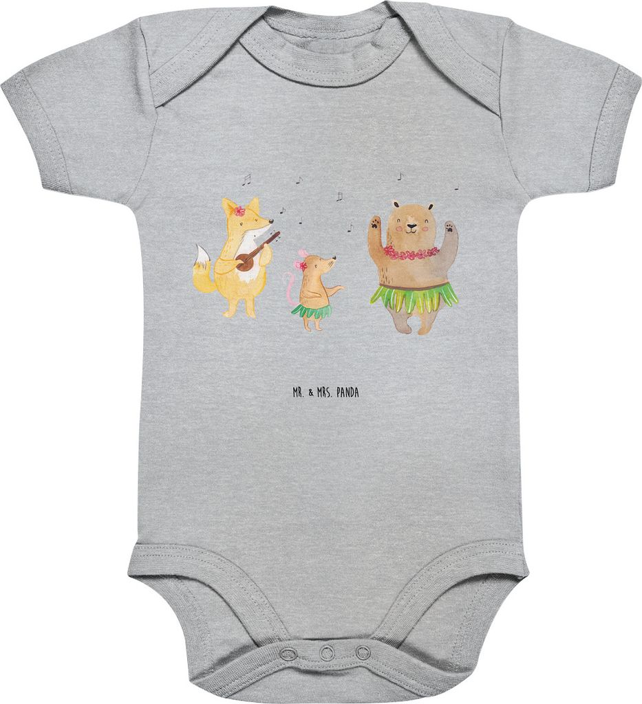 Mr. & Mrs. Panda Babybody Waldtiere Aloha 3. - 6. Monat - Heather Grey - Geschenk, Igel, Wald, Hase, Musik, Bär, overall baby, Strampler, Einteile...