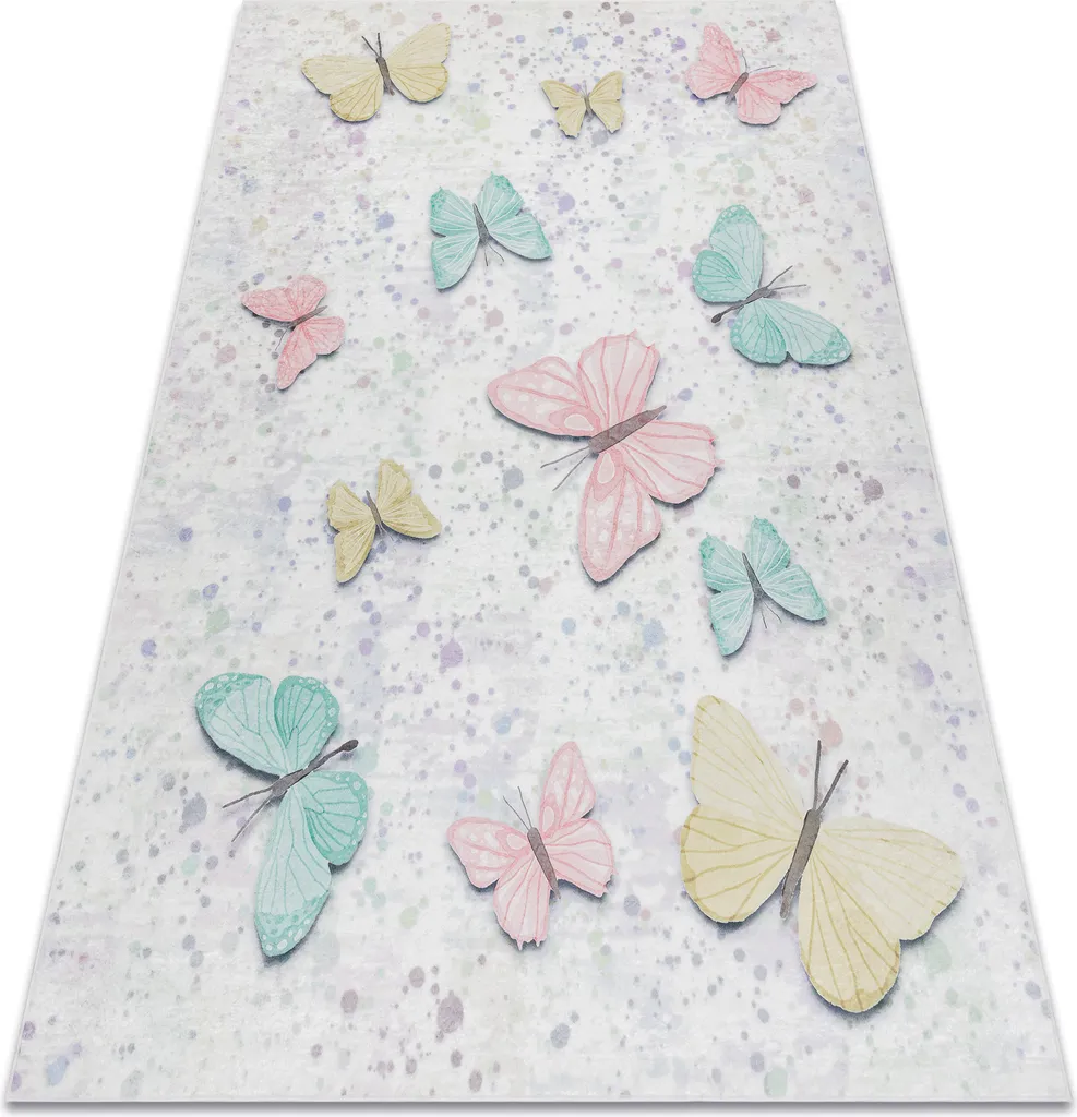 Déco chambre fille tapis papillon lavable 80x150 cm antidérapant doux