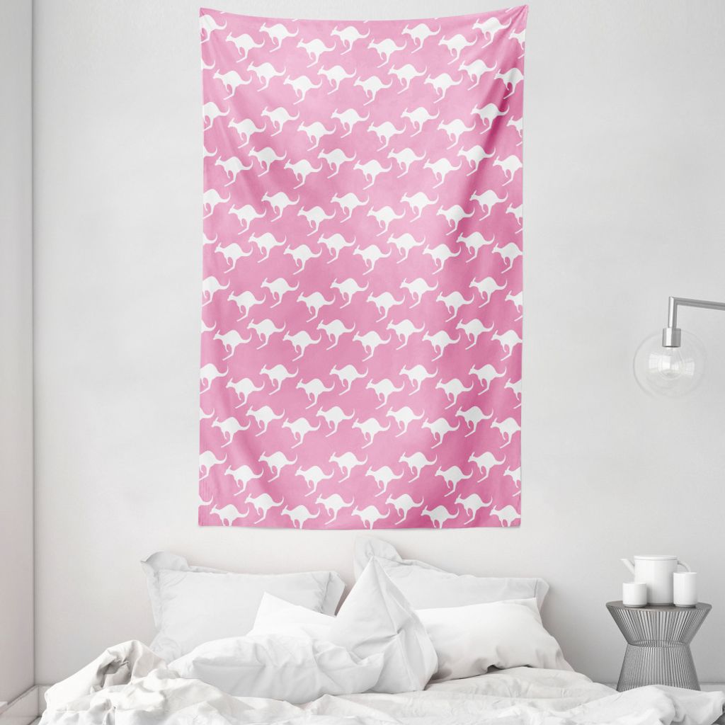 ABAKUHAUS Känguru Wandteppich und Tagesdecke, Diagonal Ausrichtmuster aus Weiches Mikrofaser Stoff Waschbar ohne Verblassen Digitaldruck, 140 x 23...