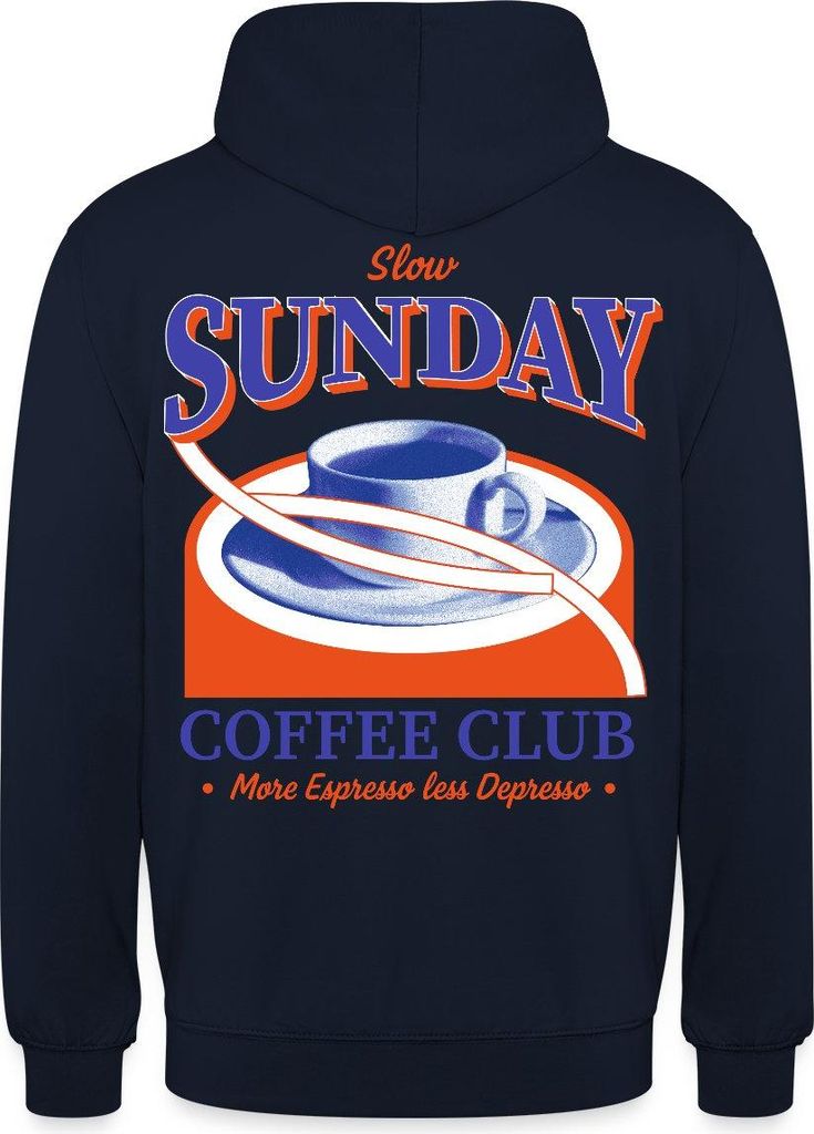 Spreadshirt Slow Sunday Coffee Club stzlischer coffee print Uni Hoodie, L, Navy