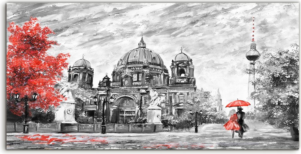 Coloray Canvas 100x50 Wandbild Leinwand Bilder Foto Straßenmalerei Blick auf Berlin