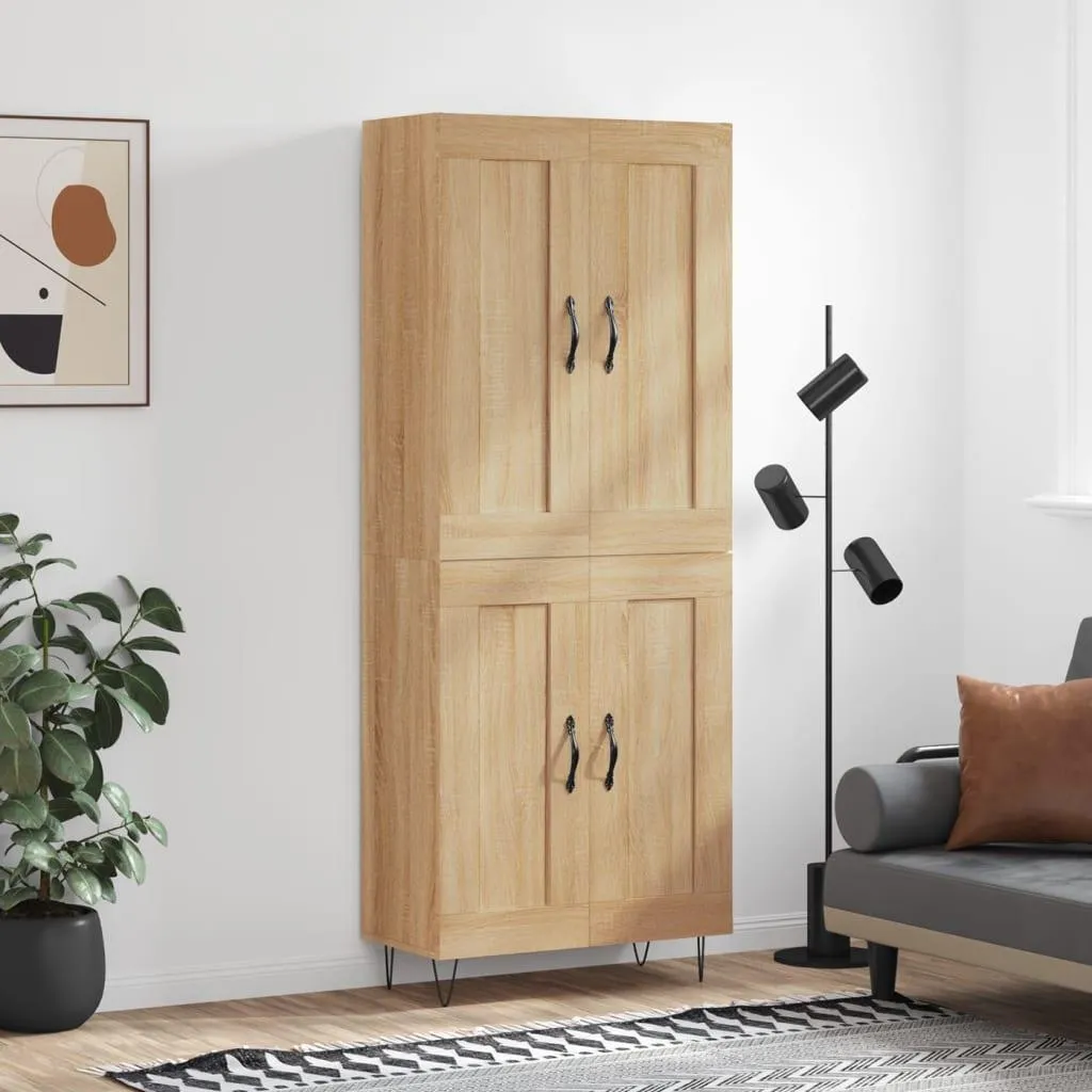 vidaXL Credenza Sonoma-quercia 69,5x34x180 cm Materiale a base di legno