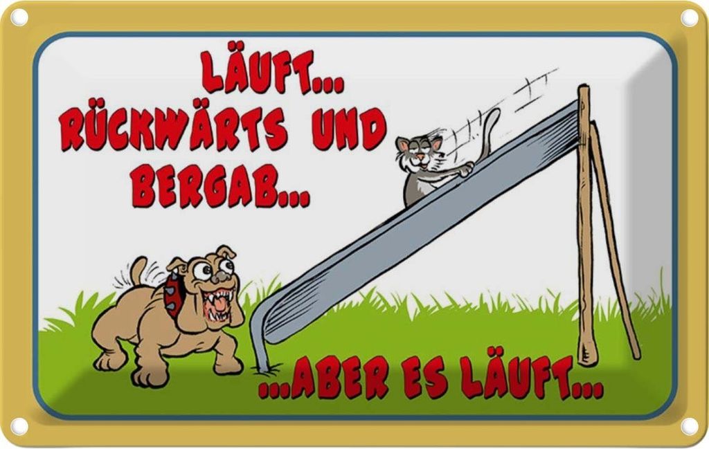 vianmo Blechschild 20x30 cm läuft Rückwärts und bergab Hund Tier Haustier