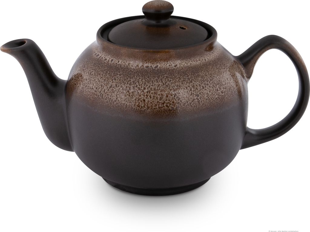 Bunzlauer Keramik 1L Teekanne – Vielseitig einsetzbar - Kaffeekanne, Zeitlos, kompakt-bauchige Form, Nachbildung ZACIEK braun