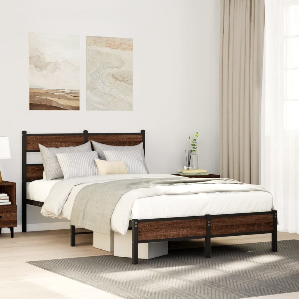 "Rabatt" Bettgestell Komfort - mit Lattenrost - ohne Matratze - Braun Eiche 120x190 cm Holzwerkstoff - Klassische Betten CC18321