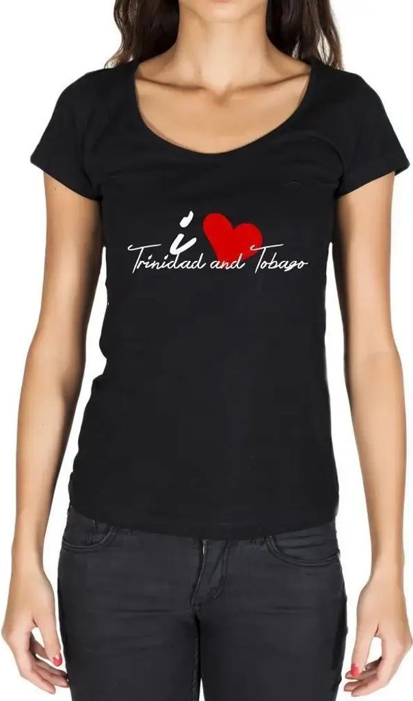 Damen Grafik T-Shirt Ich liebe Trinidad und Tobago – I Love Trinidad And Tobago – Öko-Verantwortlich Vintage Jahrgang Kurzarm Lustige Druck Ge...