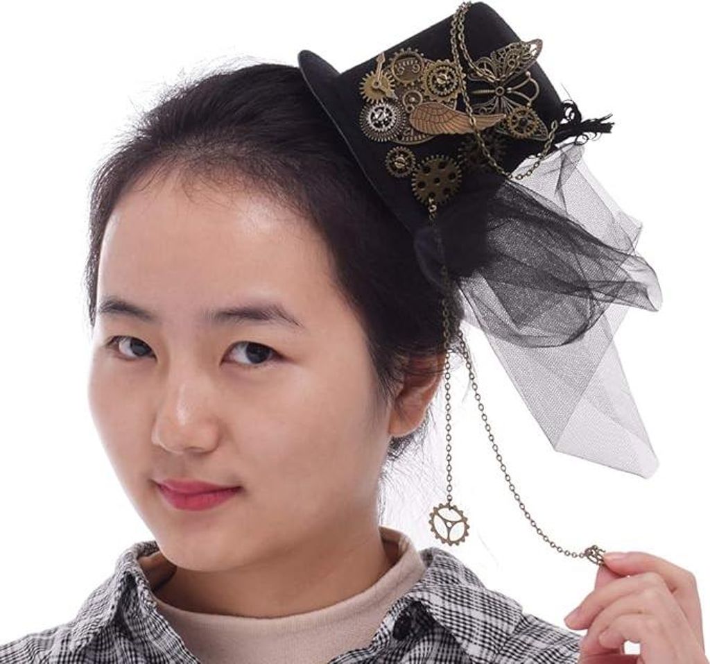 Gothic Steampunk Damen Haarclip mit Flügeln und Uhr