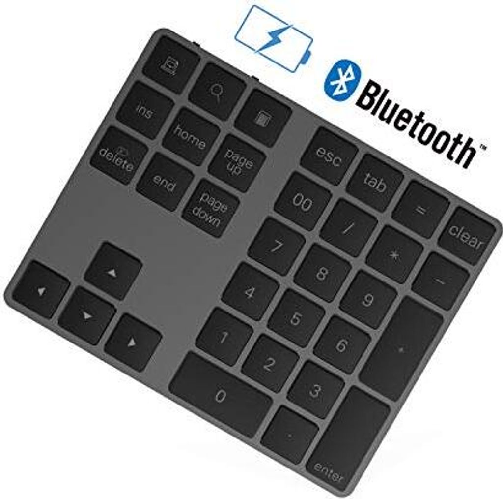 Bluetooth numerische Tastatur 34 Tasten Wireless Numpad wiederaufladbarer Tastatur Computer Laptop Tablet Phone Pad Compatible Windows Surface Pro