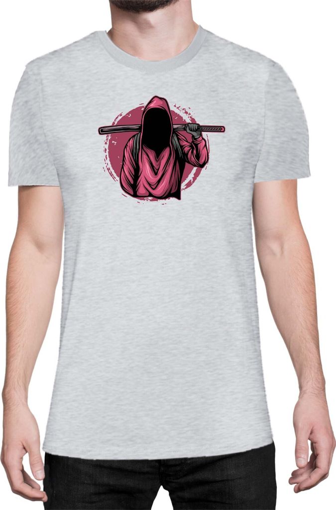Herren T-Shirt Japan Anime Manga Ninja Assassin, Man L / Grau