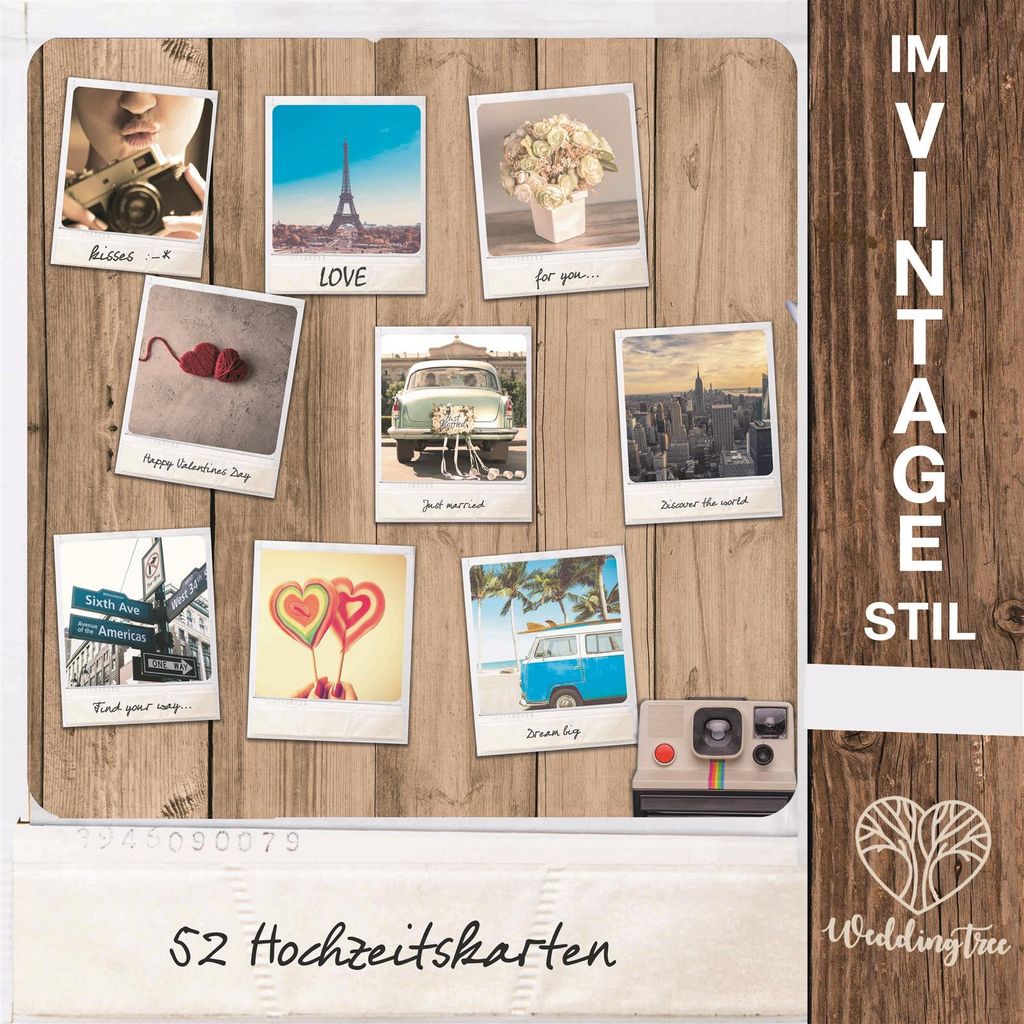 WeddingTree 52 Postkarten Hochzeit Vintage - Postkarten Set Produktbild 