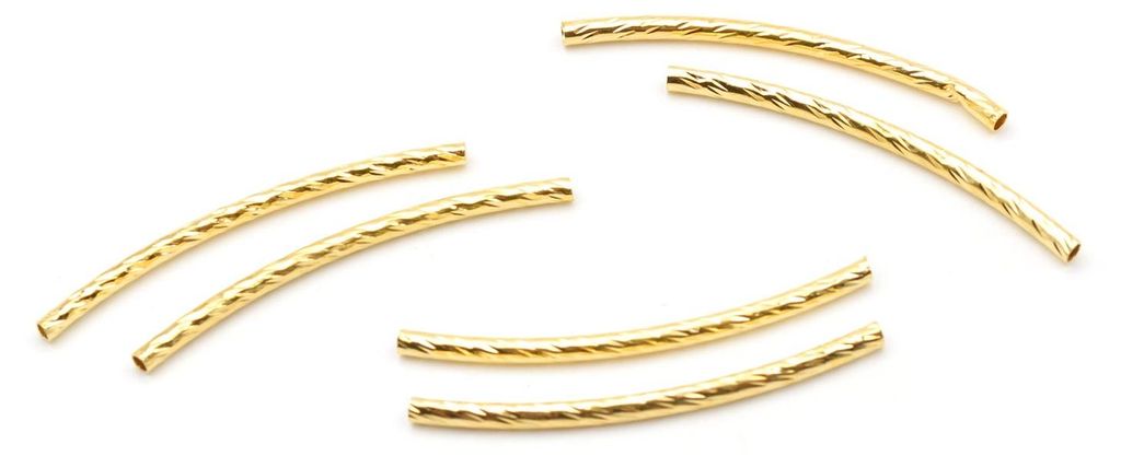 Vintageparts Röhrenperlen Messing 18k Gold Beschichtung Produktbild 