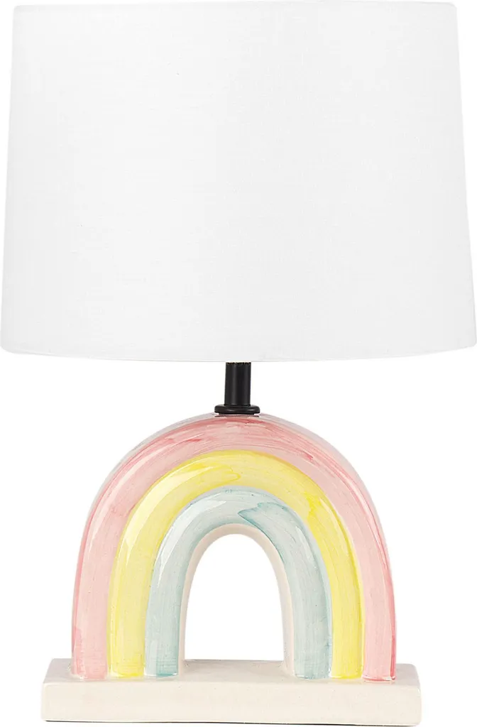 Lampe à Poser Multicolore 42 cm avec Abat-jour Tambour et Pied Arc-en-ciel