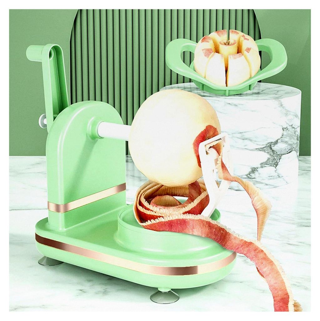 Manueller Apfelschäler mit Handkurbel, Obstschälmaschine aus PP und Edelstahl, Slicer Corer, geeignet für Haushaltsküche und Restaurant (Hellgr...
