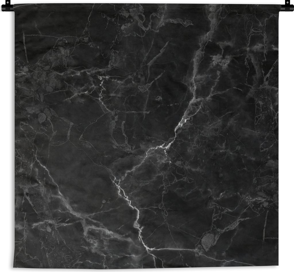 MuchoWow Wandteppich Wandbehang Marmor - Schwarz - Weiß - Textur - Marmoroptik 60x60 cm Tapisserie Dekoration Wandtuch - Dekorationen - Wand Decke