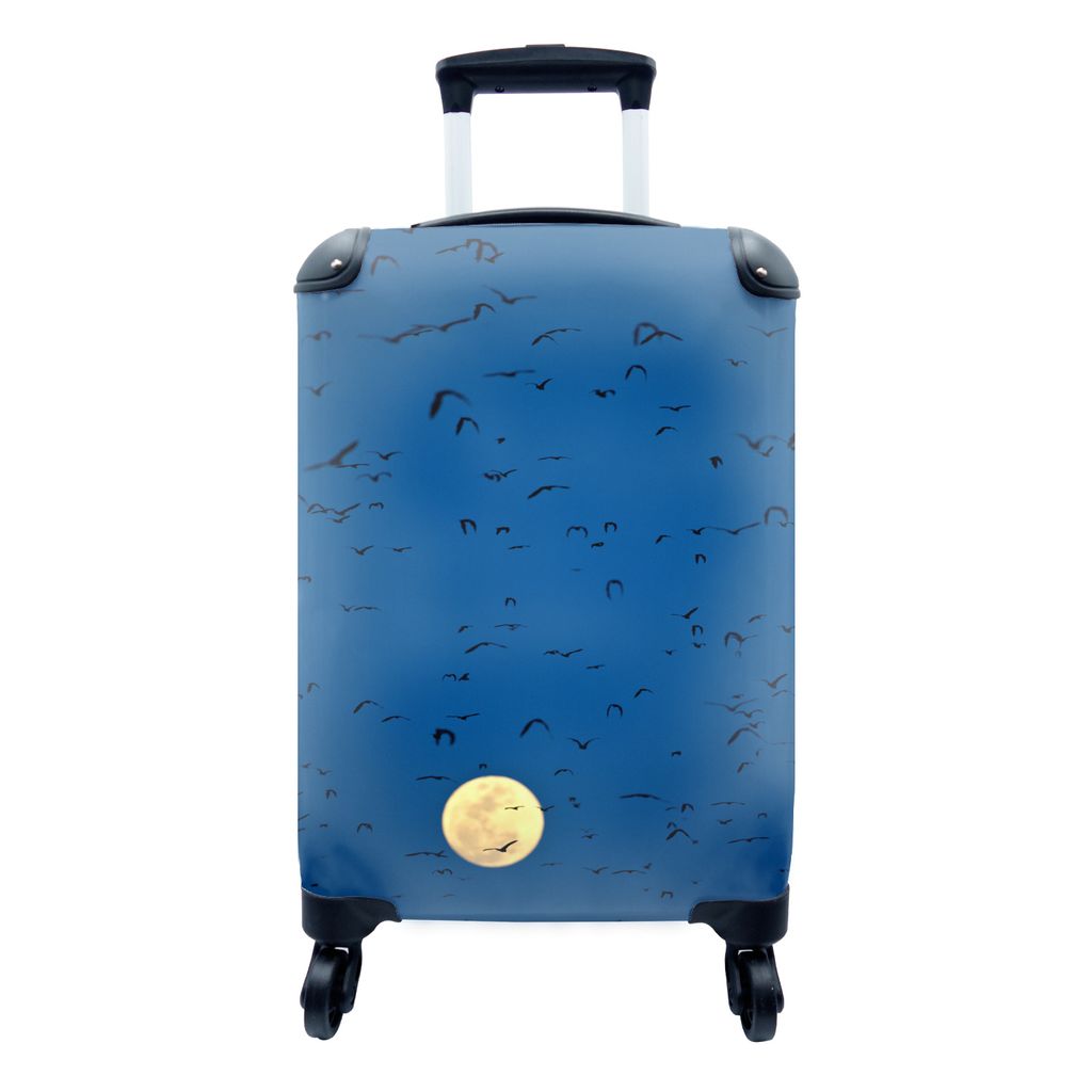 MuchoWow Koffer Handgepäck Trolley Rollkoffer Kleine Reisekoffer mit 4 Rollen - Fledermäuse vor Vollmond - Cabin Size < 55x40x23 cm & 55x40x20 ...