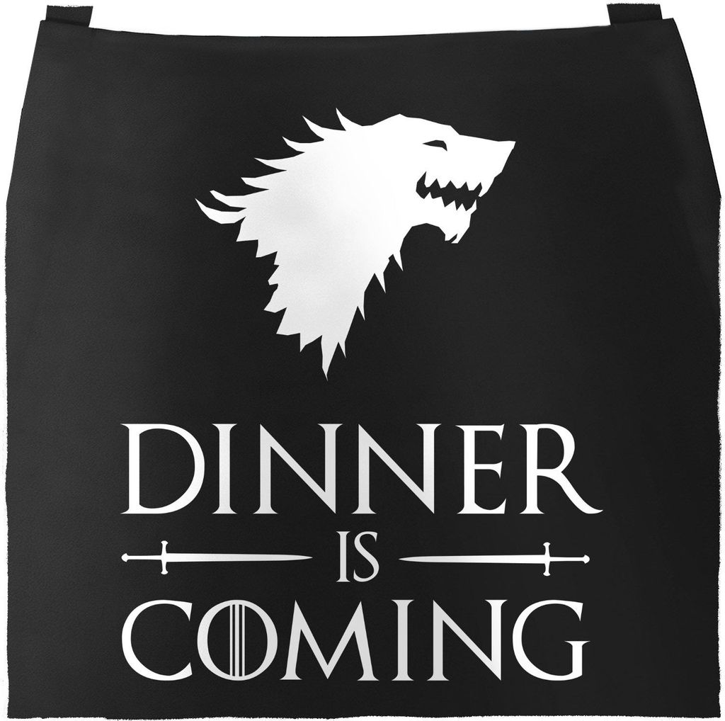 Grill-Schürze für Männer mit Spruch Grillen Dinner is coming Baumwoll-Schürze Grill-schürze Küchenschürze Moonworks schwarz unisize