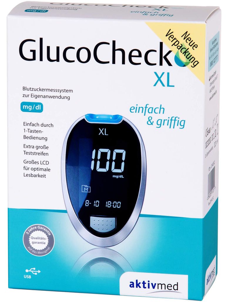 Glucocheck XL Blutzuckermessgerät Set mg/dl 1 St Produktbild 