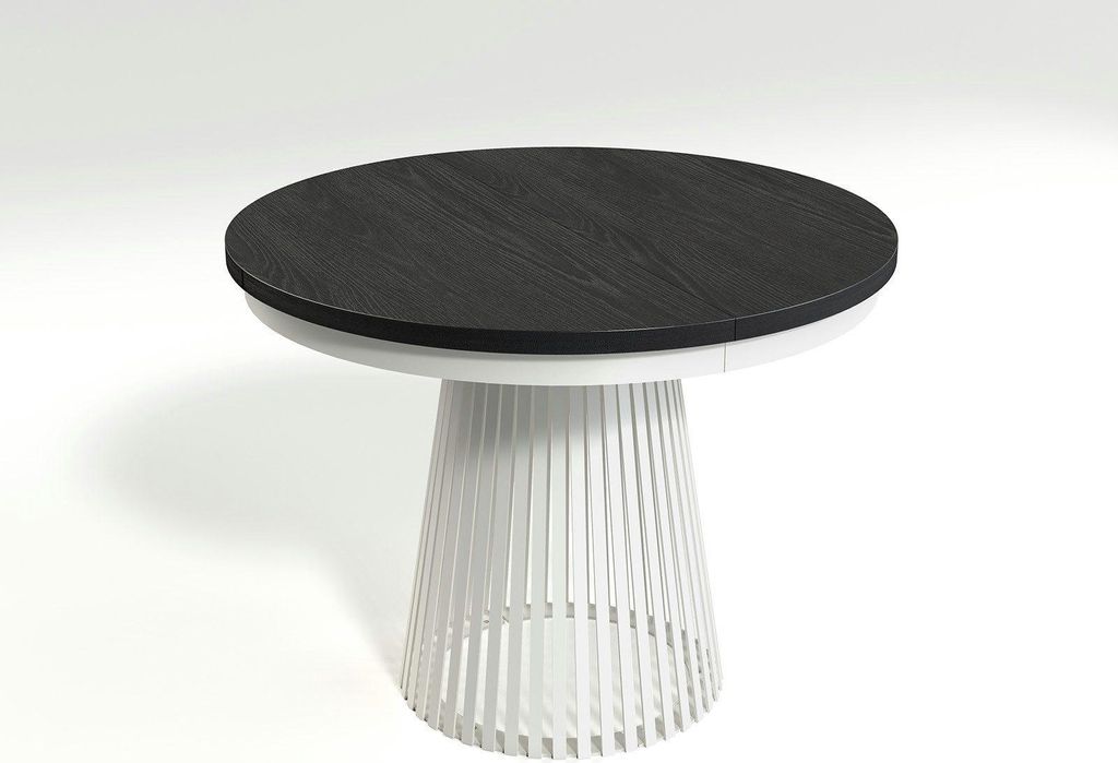 YOURHOUSE24 Esstisch Ausziehbarer Tisch GARDA mit geriffelter Struktur (Farbe: Weiß, Schwarz)