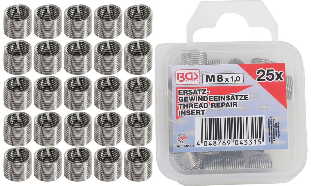 BGS Jeux de filets de rechange M8 x 1,0 mm 25 pcs - 9427-1 Image du produit 