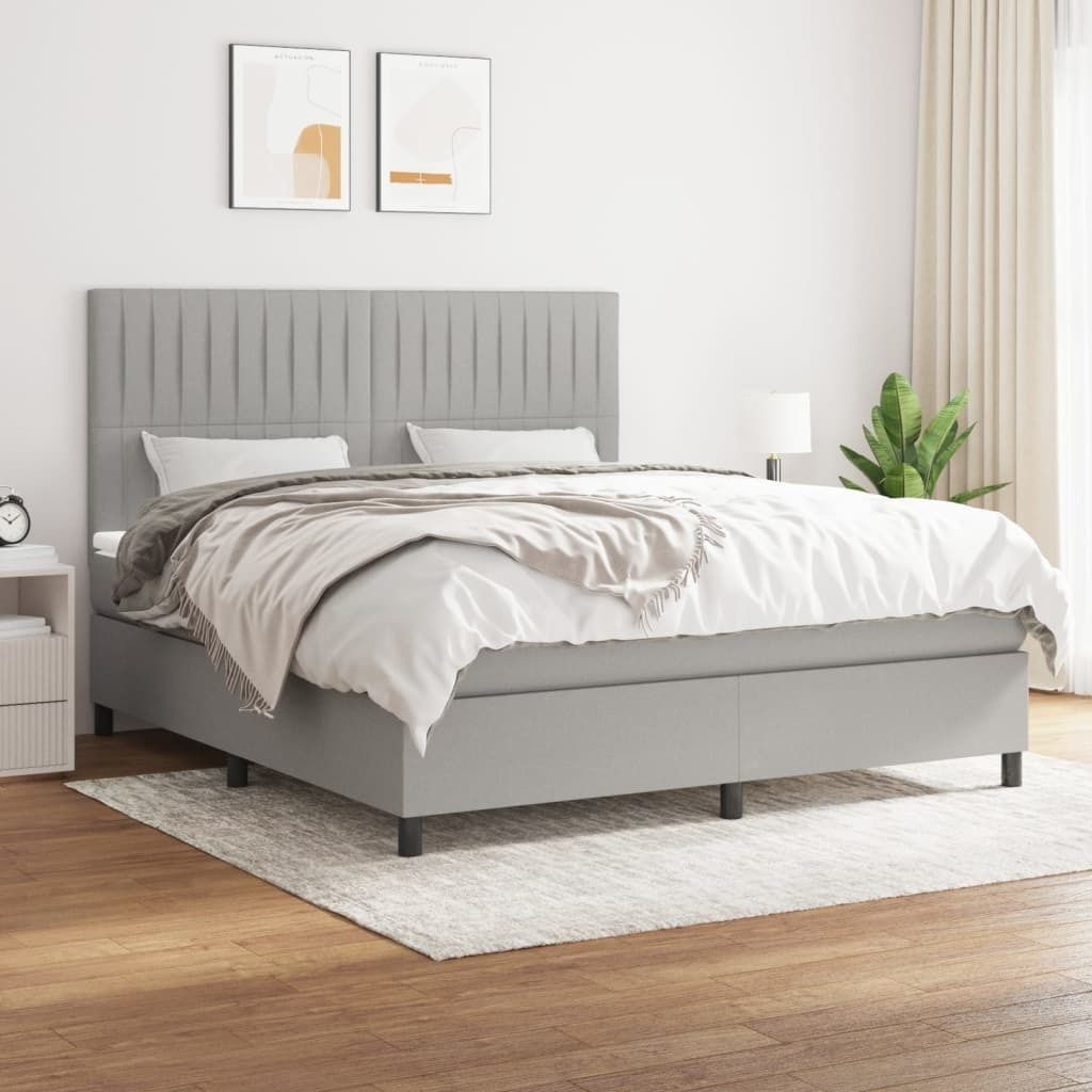 "Rabatt" Boxspringbett mit Matratze - 2 Personen - Strapazierfähiger Stoff - Hellgrau 160x200 cm Stoff - Klassische Betten CC6947