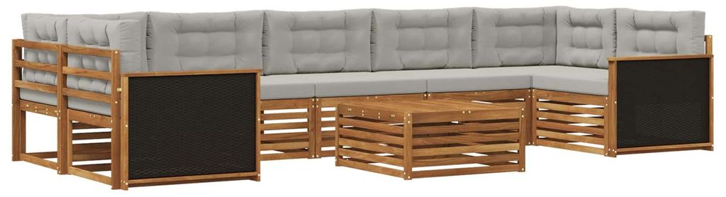 vidaXL Outdoor-Sofagarnitur 8 pcs Natürlich und Hellgrau