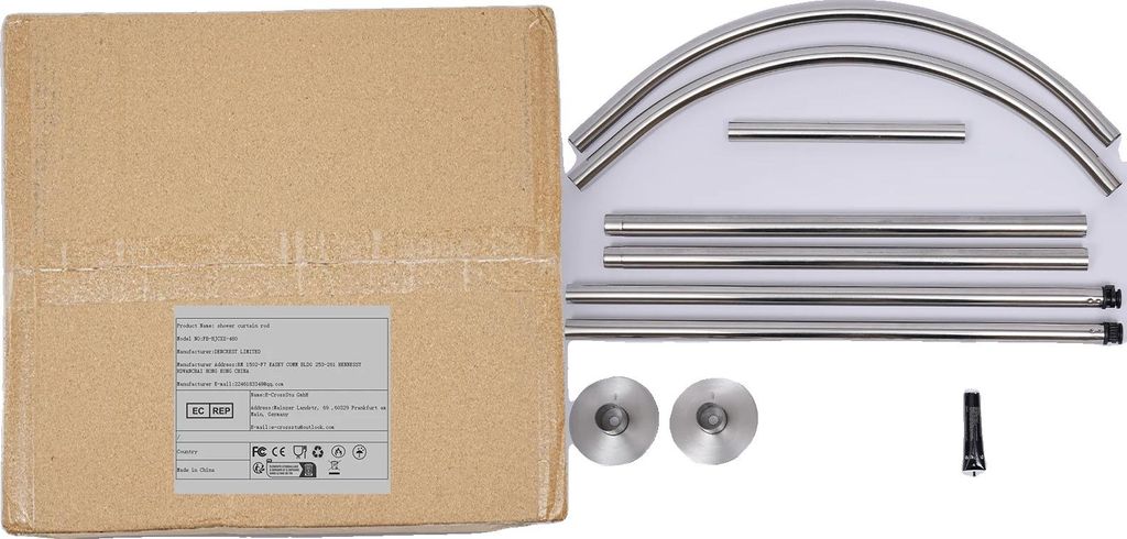Duschvorhangstange, verstellbare Länge 0,9-1,3 m, rostfreier Edelstahl, WEISS, 0.9 bis 1.3m