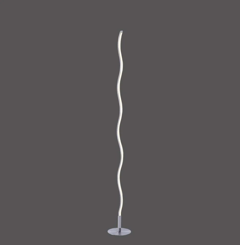 Lampadaire Design Vague Argenté avec LED Intégrées 120cm - Forme Incurvée - 9