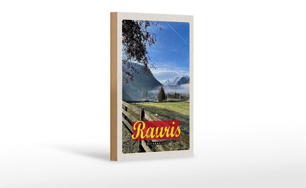 Holzschild Reise 12x18 cm Rauris Tal Österreich wandern Produktbild 