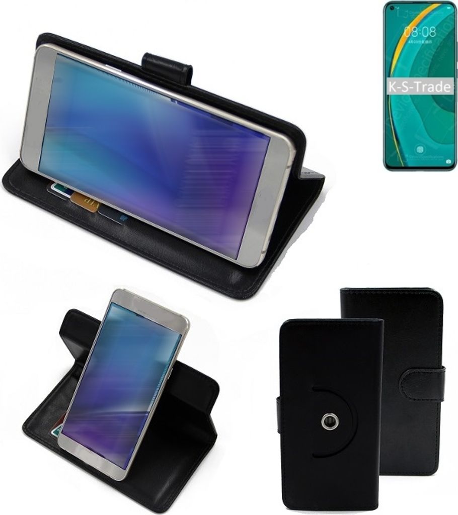 K-S-Trade Case Schutzhülle Handyhülle kompatibel mit Huawei nova 7 5G Flipcase Smartphone Cover Handy Schutz Tasche Klapphülle Walletcase schwarz