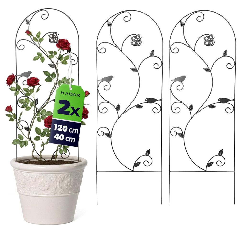KADAX Metall Rankgitter 40 x 120 cm, 2 Stück, Rankhilfe für Kletterpflanzen, Rosengitter aus pulverbeschichtetem Stahl, Pflanzenstütze für Klet...